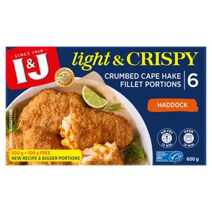I&J Light & Crispy Haddock Crumbed Cape Hake Portions 600g